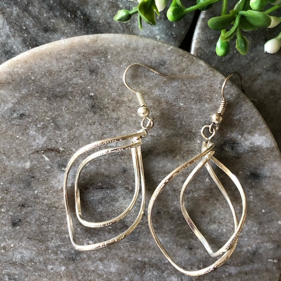 Jewelry - Etched Silver Dangle Spinner Earrings